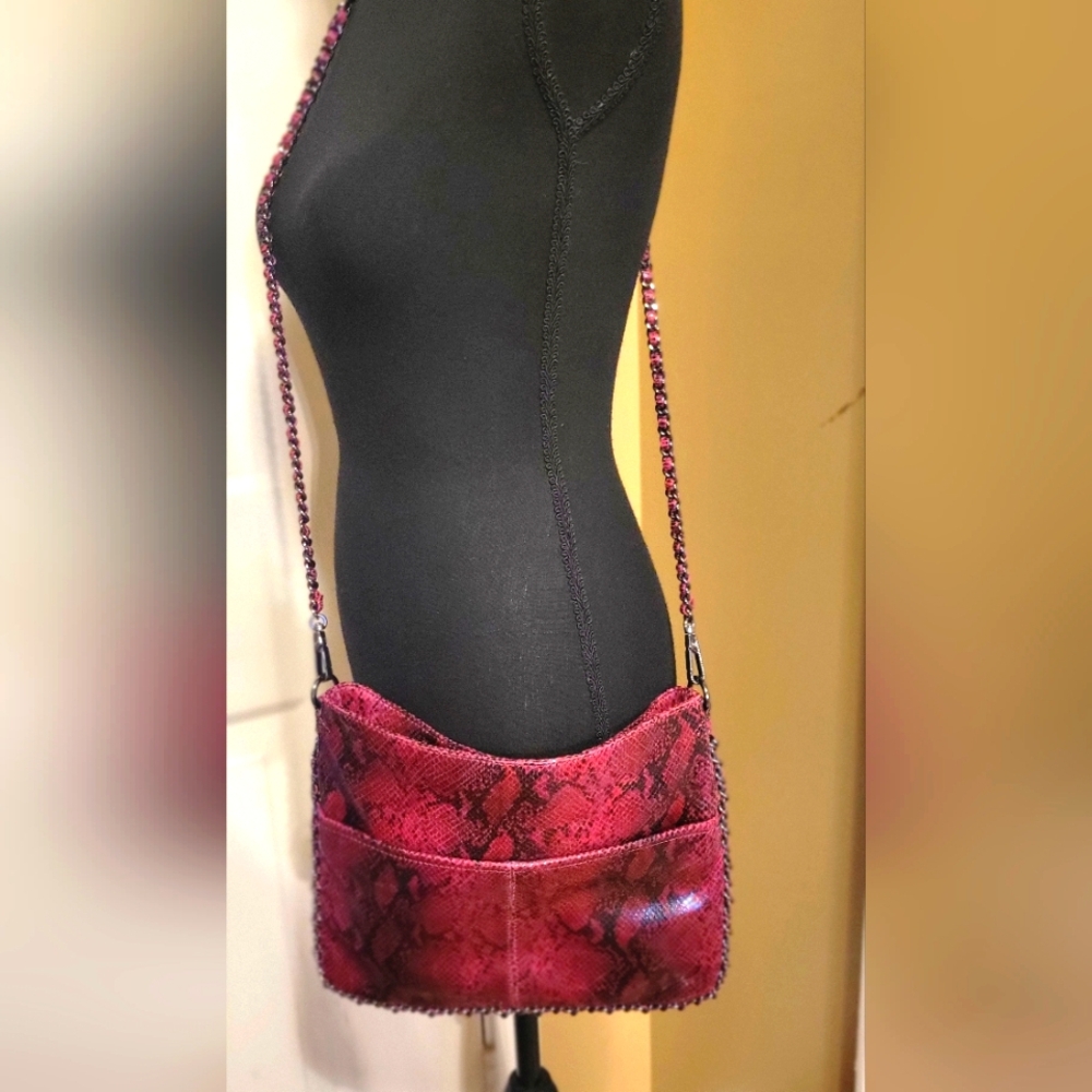 Aimee Kestenberg RED& Black Snakeskin Crossbody Purse